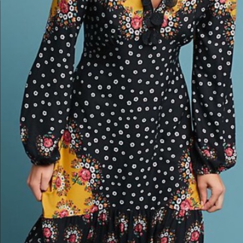 FARM Rio Black and Yellow Floral Maxi Dress